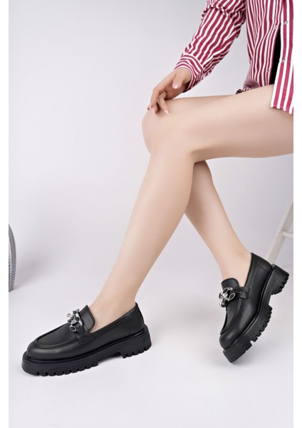 Crasher Kalın Taban Tokalı Günlük Casual Makosen Kadın Loafer Ayakkabı
