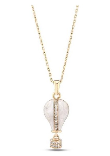 Kapadokya Balon Altın Taşlı Kolye - 14K - 3.72GR