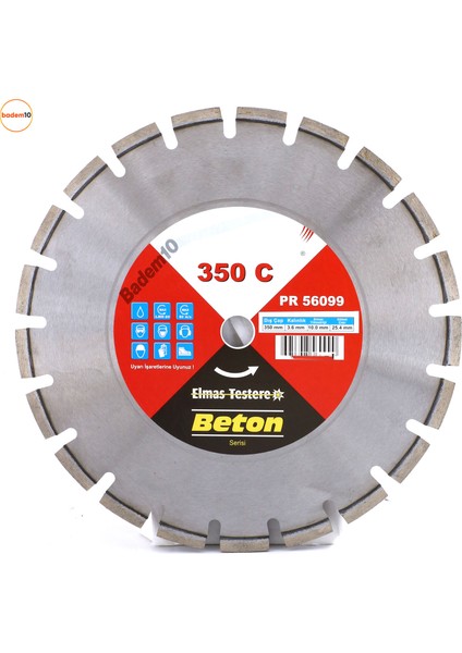 350 mm Beton Kesme Testeresi Elmas Testere Bıçağı Kesim Beton Keser Bıçak 350 mm