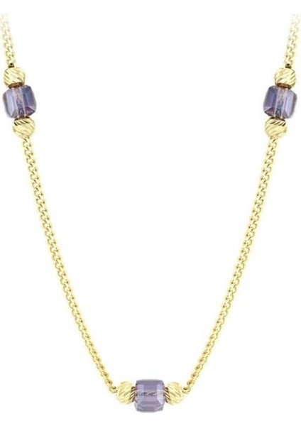 Renkli Taşlı Altın Kolye - 14K - 4.12GR