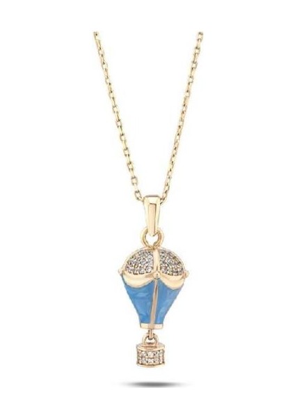 Kapadokya Balon Altın Taşlı Kolye - 14K - 5.04GR