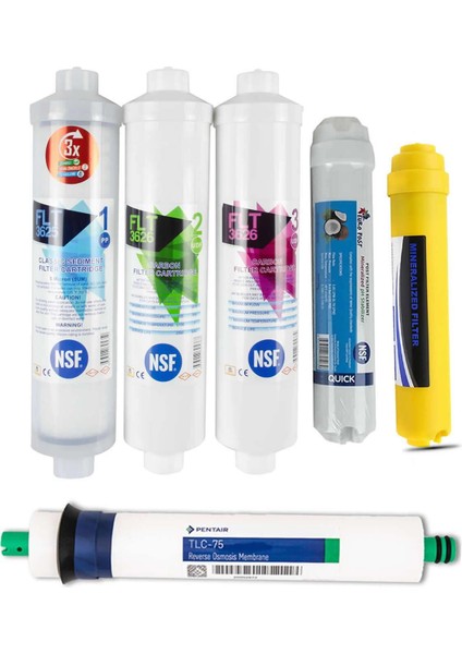 Su Arıtma Filtresi 6 Aşamalı Mineral Filtreli Pentair Usa Membranlı