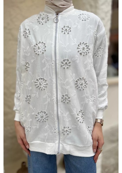 Kadın Inci Işlemeli Fistolu Tesettür Ceket modelleri