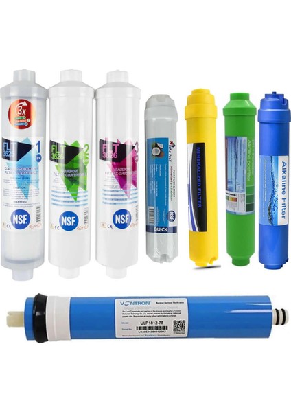 Su Arıtma Filtresi 8 Aşamalı Mineral ve Alakli Filtreli Vontron 80 Gpd Membranlı