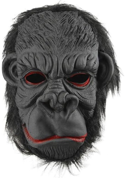 Lateks Goril Maskesi Maymun Maskesi Et Maskesi Orangutan Siyah Saçlı 3 No