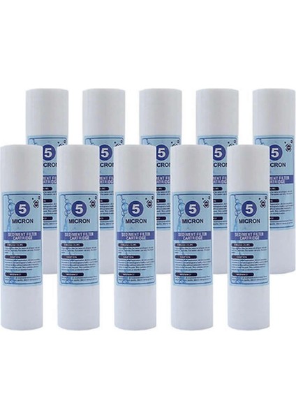 Açık Kasa Su Arıtma Cihazı 10 Inc 5 Mikron Sediment Spun Filtre (10 Adet)