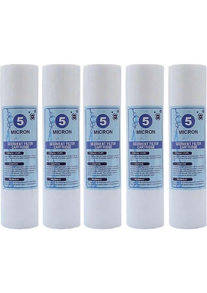Su Arıtma Cihazı 10 Inc 5 Mikron Sediment Spun Filtre (5 Adet)