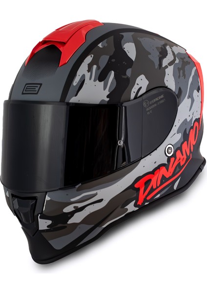 Dinamo Camo Siyah-Titanium-Kırmızı Kask