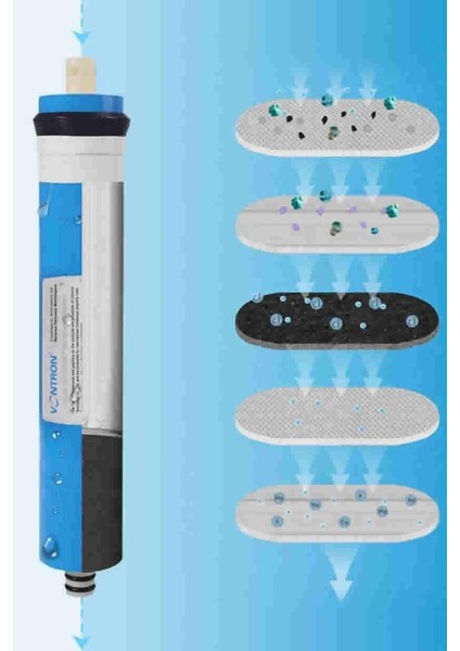 Su Arıtma Filtresi 6 Aşamalı Sarı Mineralli Vontron 80 Gpd Membranlı indirimleri