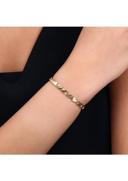Asimetrik Tasarım Altın Bileklik - 14K - 7.00GR