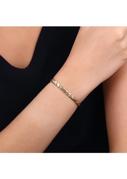 Asimetrik Tasarım Altın Bileklik - 14K - 7.00GR