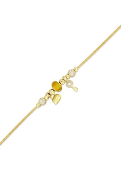 Tasarım Altın Charm Bileklik - 14K - 8.31GR