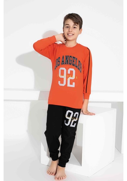Tarık 11-16 Yaş Erkek Çocuk Pijama Los Angeles 3909250 - Turuncu