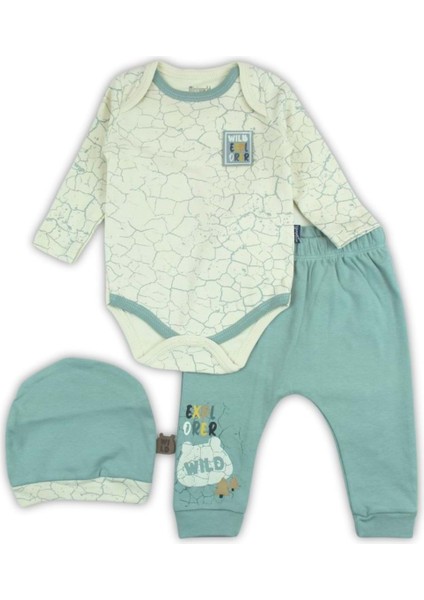 Miniworld 6-9 Ay Wild Explorer Baskılı Badili Takım 18522165 - Yeşil