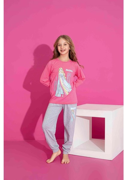 Tarık 6-11 Yaş Kız Çocuk Frozen Pijama 2986200 - Pembe