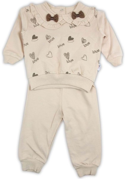 Murat Baby 9-24 Ay Bebe Yaka Fiyonklu Ikili Takım 9450177 - Bej