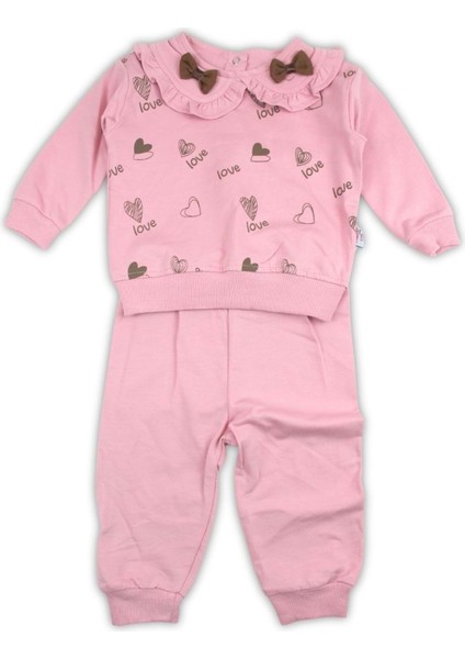 Murat Baby 2-5 Yaş Bebe Yaka Fiyonklu Ikili TAKIM9449205 - Gül Kurusu