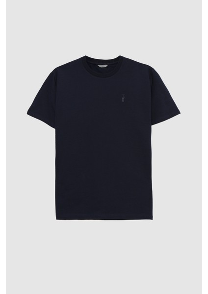 Slim Fit Lacivert Baskılı T-Shirt