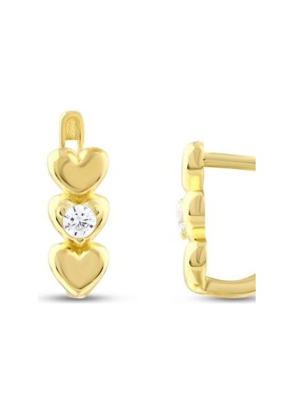 Taşlı Altın Küpe - 14K - 1.91GR