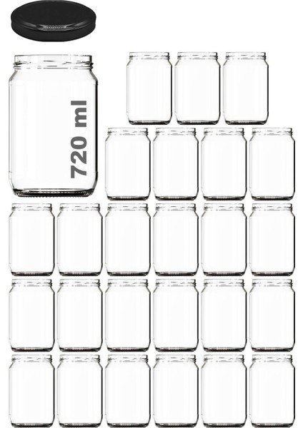 720 ml Metal Kapaklı Bal Kavanozu 720 cc Şeffaf Konserve Kavanoz 25 Adet (1 kg Bal Alır)