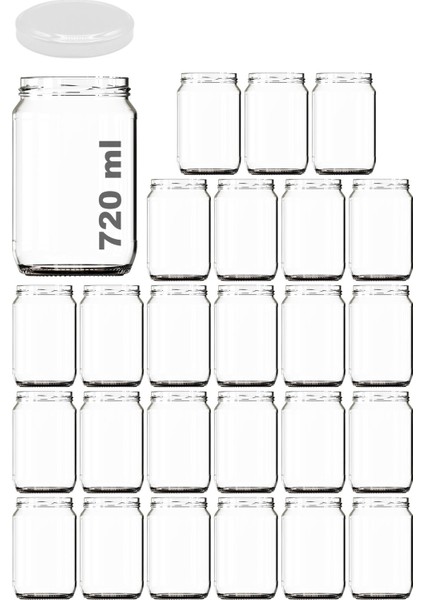 720 ml Metal Kapaklı Bal Kavanozu 720 cc Şeffaf Konserve Kavanoz 25 Adet (1 kg Bal Alır)