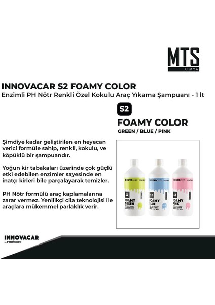 Fraber Innovacar S2 Foamy Yeşil Renkli Ph-Nötr Şampuan 1 Lt