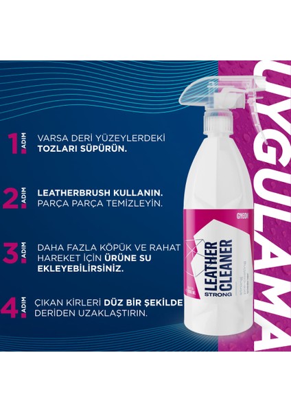 Q²m Leathercleaner Strong Güçlü Deri Temizleyici - 1000 ml -Mat Görünüm Deri Koltuk Temizleme modelleri