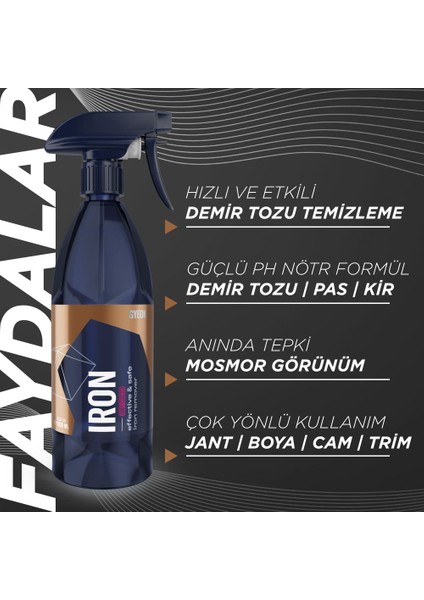 Q²m Iron Demir Tozu, Balata Tozu Temizleyici ve Pas Sökücü Ph Nötr - 500 ml