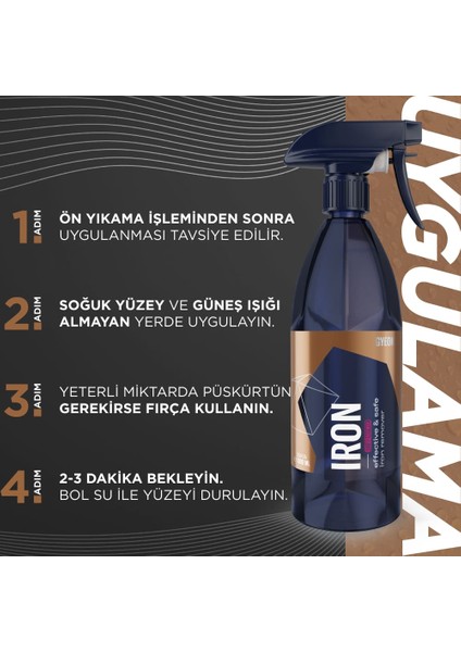 Q²m Iron Demir Tozu, Balata Tozu Temizleyici ve Pas Sökücü Ph Nötr - 500 ml