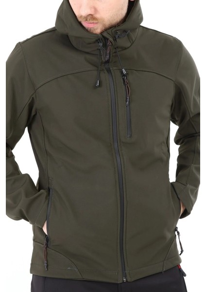 Erkek Haki Kapşonlu Soft Jel Mont 7023-13