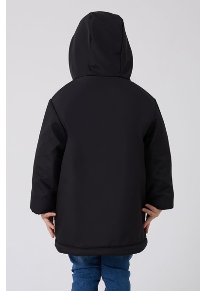 Erkek Çocuk Siyah Kürklü Su ve Rüzgar Geçirmez Kapüşonlu 3 Kışlık Mont & Kaban & Parka FMPÇ-110 fırsatları