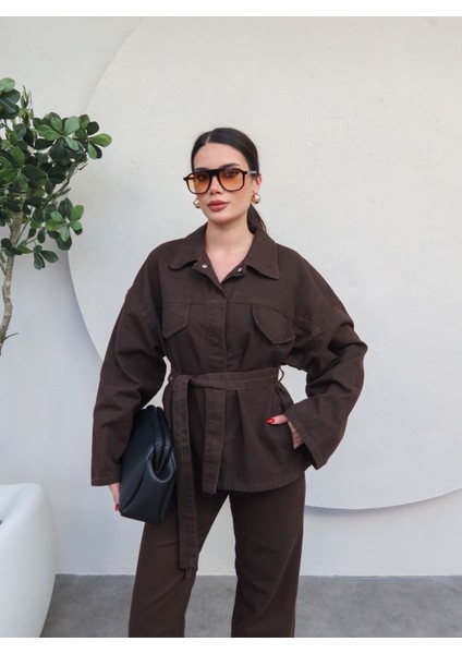 Patlı Yaka Denim Gömlek Pantolon Takımı fiyatları