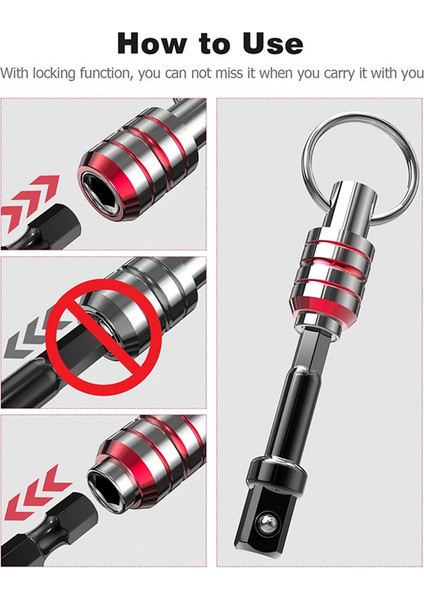 Bit Tutucu Anahtarlık, 5 Adet 1/4 Hex Shank Darbeli Matkap Ucu Anahtarlık Hızlı Değişim Bağlantı Tutucu Matkap Vida Adaptörü (Yurt Dışından)