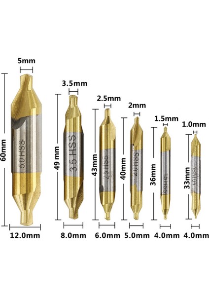 6 Adet Yüksek Hızlı Çelik Merkezi Matkap Düzeneği 1.0 1.5 2 2.5 3.5 5.0 mm Torna Metal Işleme Uygundur (Yurt Dışından)