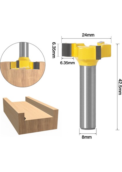 8mm Shank 3 Diş T-Yuvası Freze Ucu Frezeleme Düz Kenar Yiv Açma Freze Kesici Ahşap Ahşap Işleri Kesme Sapı (Yurt Dışından)