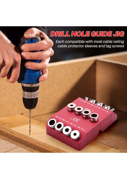 Açılı ve Düz Delik 30/45/90° Açılı Matkap Deliği Kılavuzu Jig, Kablo Korkuluk Gecikmesi Vida Delme Şablonu, 1 Adet (Yurt Dışından)