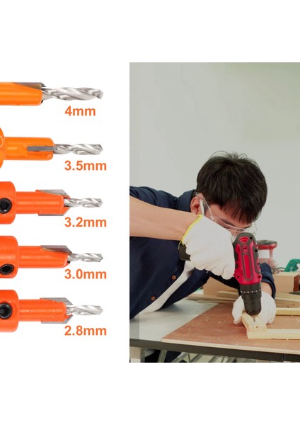 Adet Ahşap Delik Matkap Ucu, 8 mm Shank Havşa Matkap Ucu Yönlendirici Ucu, Ahşap Çalışma Sayacı Lavabo Matkap Ucu Seti Vida Kesici (Yurt Dışından)