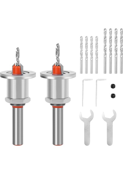 Ahşap ve Plastik Delme Delikleri 8 mm Havşa Matkap Ucu, Merkez Matkap Altıgen Anahtarları ile (Yurt Dışından)