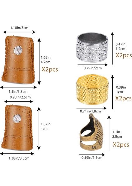10 Parça Dikiş Yüksük Seti, 2 Renkli Metal Yüksüklü Deri Parmak Koruyucular, El Dikiş Iğne Işleri Iğne Pedleri (Yurt Dışından) fiyatları