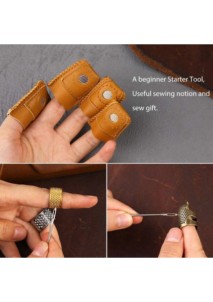 10 Parça Dikiş Yüksük Seti, 2 Renkli Metal Yüksüklü Deri Parmak Koruyucular, El Dikiş Iğne Işleri Iğne Pedleri (Yurt Dışından) fırsatları