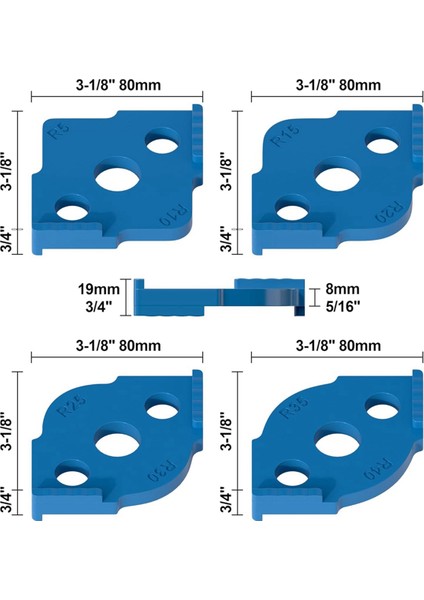 Radius Jig Freze Şablonları 4 Adet, Köşe Yarıçapı Freze Şablonları, Yüksek Sertlik Abs+Cnc Freze Yuvarlak Köşeler Freze (Yurt Dışından)
