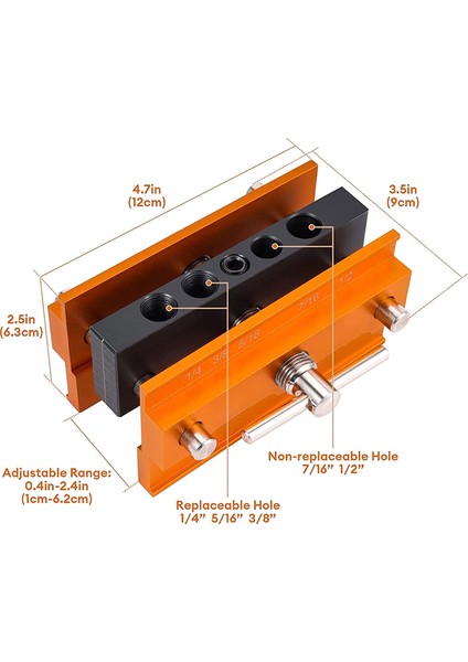 Düz Delikler Kendiliğinden Ortalanan Dübel Takımı, 6 Matkap Kılavuz Burcuyla Ayarlanabilir Genişlikte Ahşap Işleme Konum Belirleme Seti (Yurt Dışından) modelleri