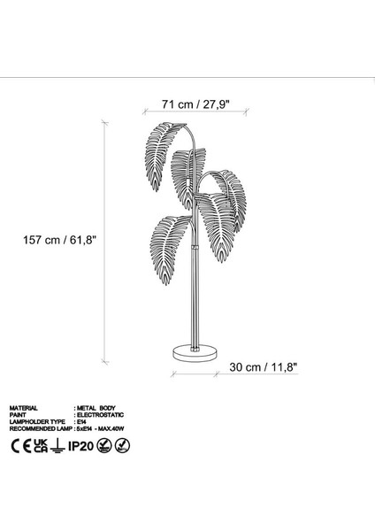 Palm Metal Yapraklı 5'li Lambader fırsatları