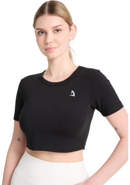 Kadın Siyah %80 Modal %20 Elastan Kadın Compression Kısa Kol Crop - Nefes Alan ve Esnek Crop modelleri