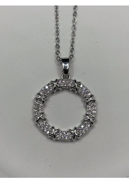 Xupıng Jewelry Zirkon Taşlı Gümüş Kaplama Halka Kolye – Paslanmaz Çelik fiyatları