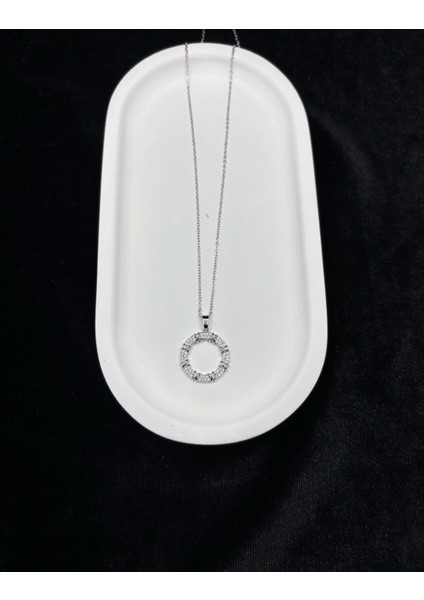 Xupıng Jewelry Zirkon Taşlı Gümüş Kaplama Halka Kolye – Paslanmaz Çelik fırsatları