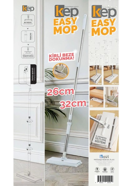 Easy Mop 26 cm L - Otomatik Bez Yakalayan Mop - Eliniz Kirlenmesin!