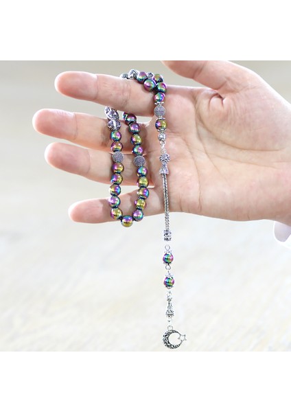 Kararmaz Metal Püsküllü Küre Kesim Isim Yazılı Multicolor Hematit Doğaltaş Tesbih fırsatları