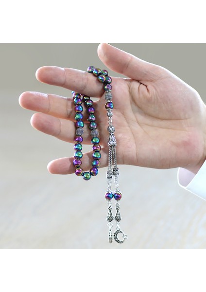 Kararmaz Metal Püsküllü Küre Kesim Renkli Hematit Doğaltaş Tesbih fırsatları