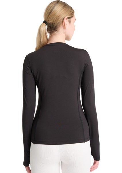 Kadın Siyah Nefes Alan Compression Kadın Body Tişört - Bilek Detaylı Tasarım fırsatları